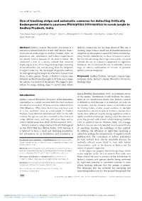 Use of Tracking Strips and Automatic Cameras for Detecting Critically Endangered Jerdon’S Coursers Rhinoptilus Bitorquatus in Scrub Jungle in Andhra Pradesh, India