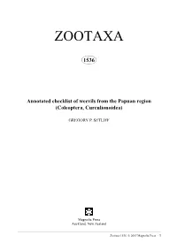 Zootaxa, Annotated Checklist of Weevils from the Papuan Region