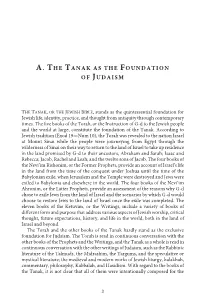 A. the Tanak As the Foundation of Judaism