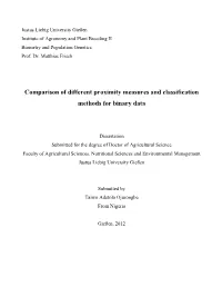 Comparison of Different Proximity Measures and Classification Methods for Binary Data