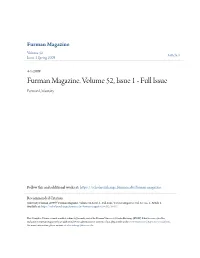 Furman Magazine. Volume 52, Issue 1 - Full Issue Furman University