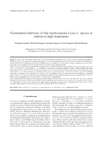 Germination Behaviour of Four Mediterranean Cistus L. Species in Relation to High Temperature