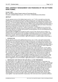Risk, Contract Management and Financing of the Gotthard Base-Tunnel
