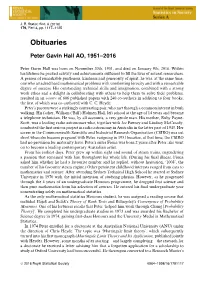Royal Statistical Society, Obituary for Peter Gavin