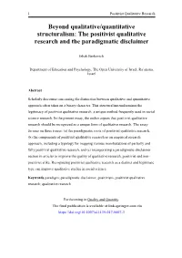 The Positivist Qualitative Research and the Paradigmatic Disclaimer