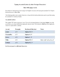 Typing Accented Letters & Other Foreign Characters: Mac