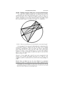 104.08 Finding Triangles with Given Circum-Medial Triangle