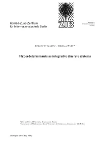 Hyperdeterminants As Integrable Discrete Systems