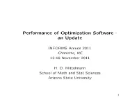 Performance of Optimization Software - an Update