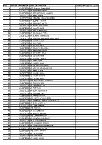 Sr No DATE of APPLICATION NAME of APPLICANT Validity of Corporate Agents 1 07/06/2001 MRS