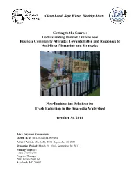 Understanding District Citizens and Business Community Attitudes Towards Litter and Responses to Anti-Litter Messaging and Strategies