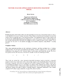 Vector Analysis Application in Rotating Magnetic Fields