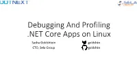 Debugging and Profiling .NET Core Apps on Linux Sasha Goldshtein Goldshtn CTO, Sela Group Goldshtn the Plan