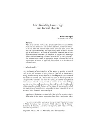 Intentionality, Knowledge and Formal Objects