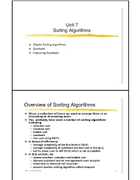 Overview of Sorting Algorithms