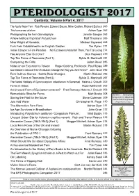 PTERIDOLOGIST 2017 Contents: Volume 6 Part 4, 2017