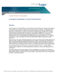 Carrier Grade Virtualization