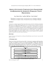 Robust Extended Tokenization Framework for Romanian by Semantic Parallel Texts Processing