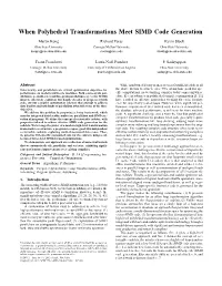 When Polyhedral Transformations Meet SIMD Code Generation