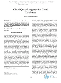 Cloud Query Language for Cloud Databases