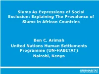 Explaining the Prevalence of Slums in African Countries
