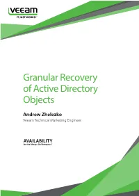 Granular Recovery of Active Directory Objects