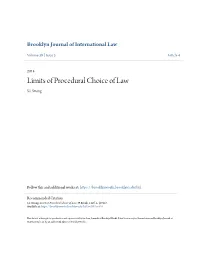 Limits of Procedural Choice of Law S.I