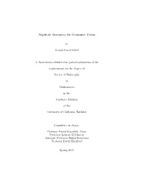 Algebraic Geometry for Computer Vision by Joseph David Kileel A