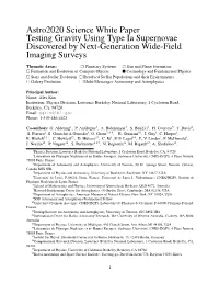 Astro2020 Science White Paper Testing Gravity Using Type Ia Supernovae Discovered by Next-Generation Wide-Field Imaging Surveys