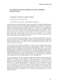 Cost Analysis of Seawater Uranium Recovered by a Polymeric Adsorbent System