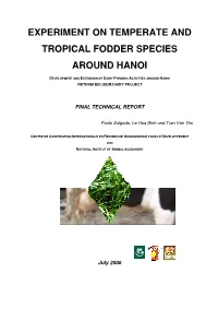 Experiment on Temperate and Tropical Fodder Species Around Hanoi