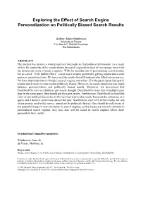 Exploring the Effect of Search Engine Personalization on Politically Biased Search Results