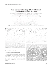 Gene Expression Profiling of MCF10A Breast Epithelial Cells Exposed to IOERT