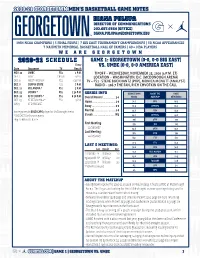Georgetown Men’S Basketball Game Notes