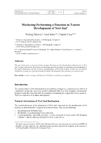 Marketing Performing a Function in Tourist Development of Novi Sad1