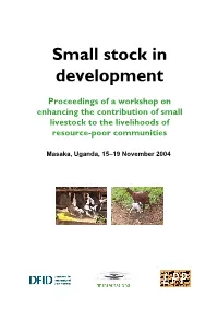 Small Stock in Development: Proceedings of a Workshop On