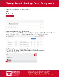 Change Turnitin Settings for an Assignment