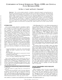 Comparison of Linear Scheduling Model (Lsm) and Critical Path Method (Cpm)