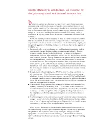 Energy Efficiency in Architecture: an Overview of Design Concepts and Architectural Interventions