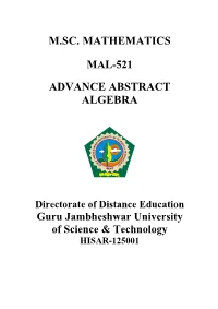 M.Sc. Mathematics Advance Abstract Algebra