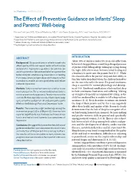 The Effect of Preventive Guidance on Infants' Sleep and Parents' Well-Being