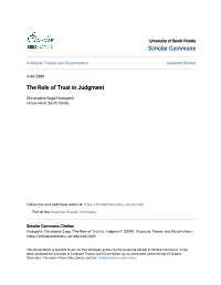 The Role of Trust in Judgment