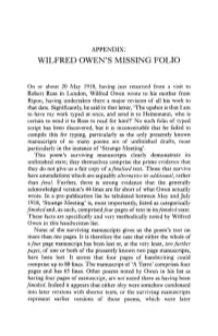 Wilfred Owen's Missing Folio