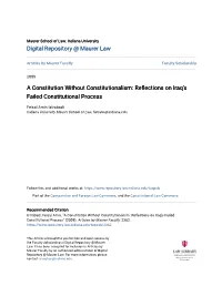 A Constitution Without Constitutionalism: Reflections on Iraq's Failed Constitutional Process