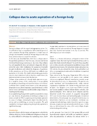 Collapse Due to Acute Aspiration of a Foreign Body