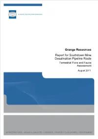 Grange Resources Report for Southdown Mine Desalination Pipeline Route Terrestrial Flora and Fauna Assessment