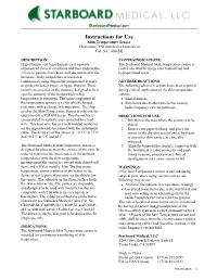 Instructions for Use: Skin Temperature Sensor