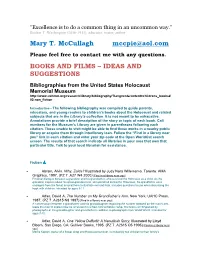 Mary T. Mccullagh Mccpie@Aol.Com BOOKS and FILMS – IDEAS AND