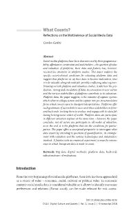 What Counts? Reflections on the Multivalence of Social Media Data