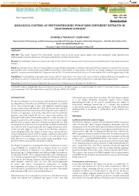 Biological Control of Phytopathogenic Fungi Using Different Extracts of Chaetomium Cupreum